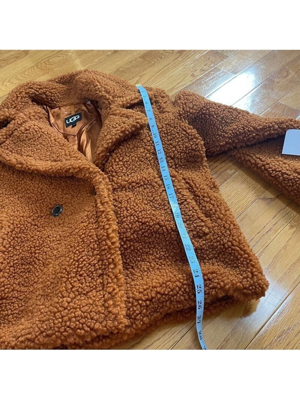 UGG Gertrude Short Teddy Coat in Chestnut Brown Sz Large Soft and cozy - Picture 7 of 13